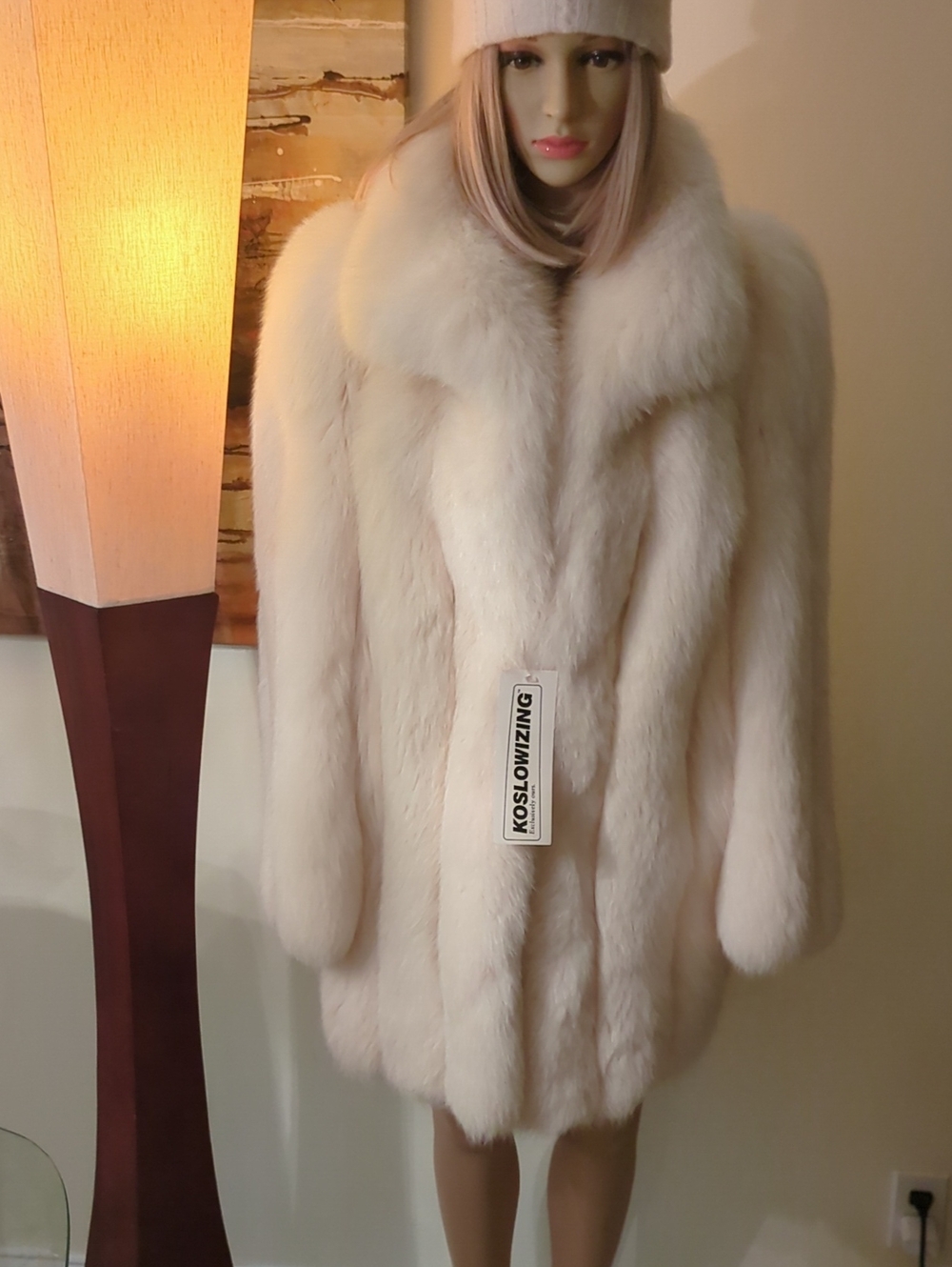 KOSLOWIZING Faux Fur Coat in White NWT